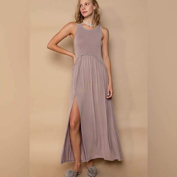 Baby Doll Side Slit Cut Out Maxi Dress - POL - Picture 1 of 3
